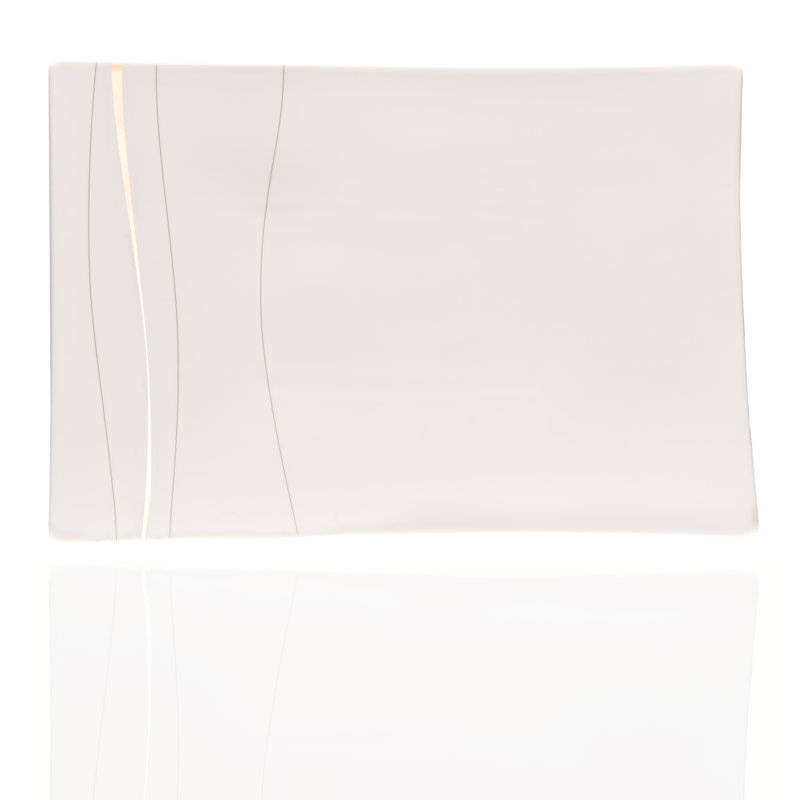 Plateau rectangulaire en porcelaine rouge os Vanett