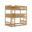 Lit simple superposé triple, conception détachable avec échelles et garde-corps, lit superposé en bois peu encombrant-1015111295