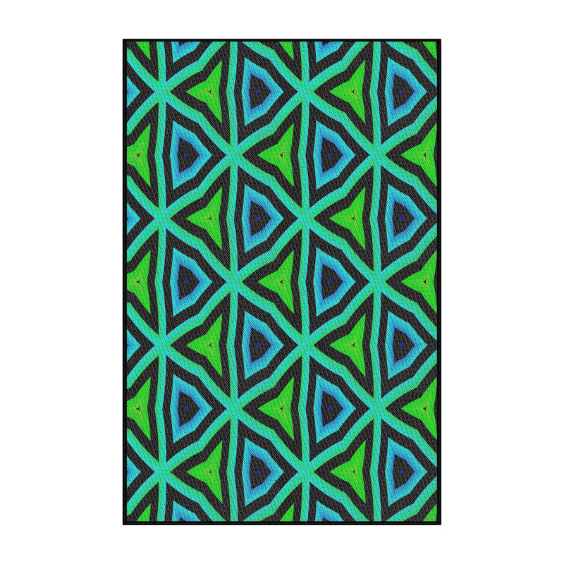 Tapis vert/bleu à motifs Donnelle, Rectangle 8 pi x 10 pi