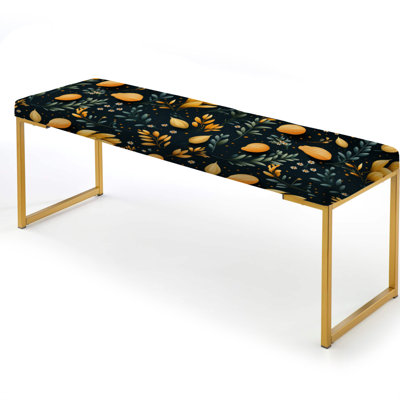 Green And Yellow Ferns Collage - Botanical Upholstered Gold Bench