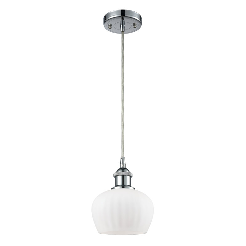Luminaire suspendu en forme de cloche à 1 lumière Patrina, Chrome poli, Transparent, Ampoule DEL 6 watts Vinage