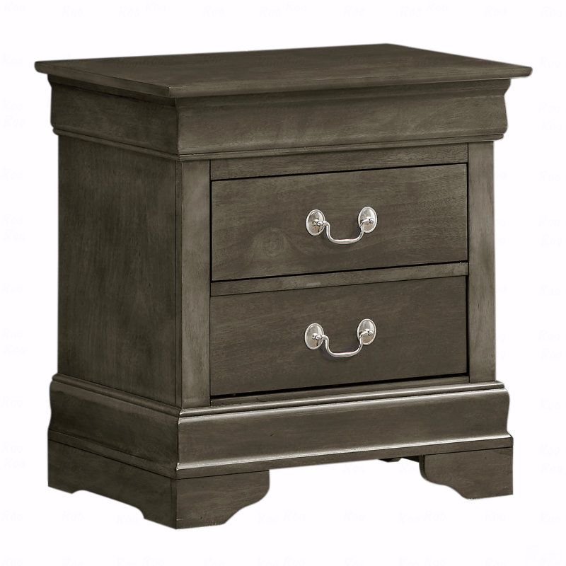 Nanhey Wooden Nightstand, Gray 1