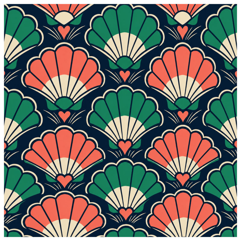 Art Deco Shell Motif Blankets, 60in W x 80in H