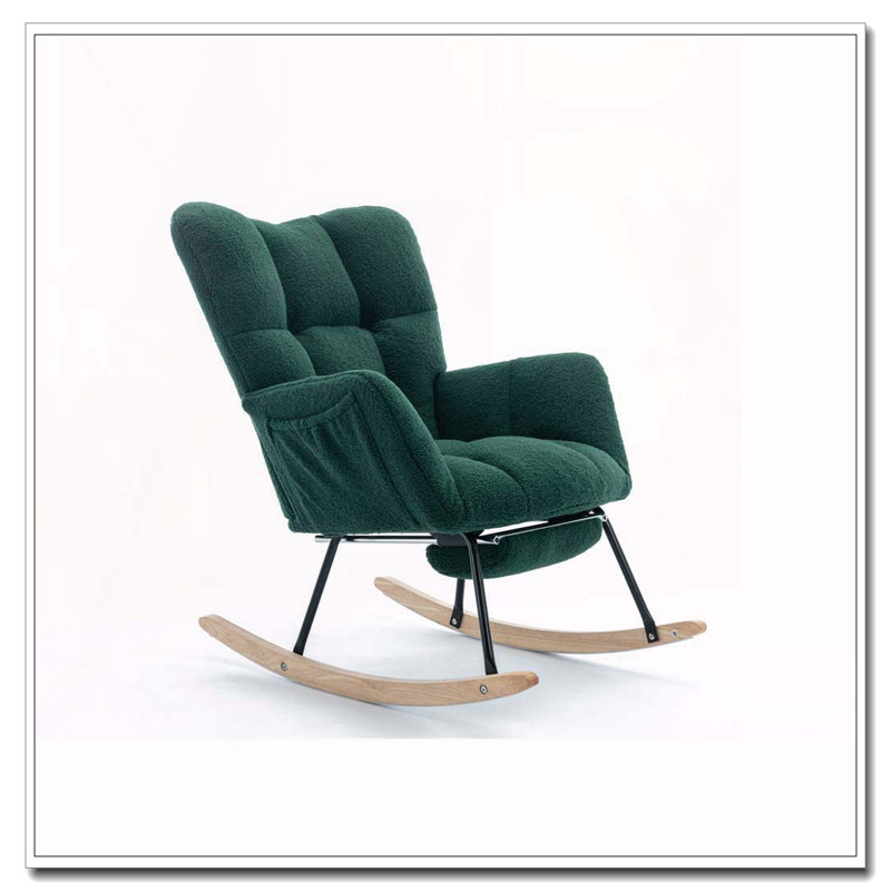 Chaise berçante Teddy, Vert - repose-pieds