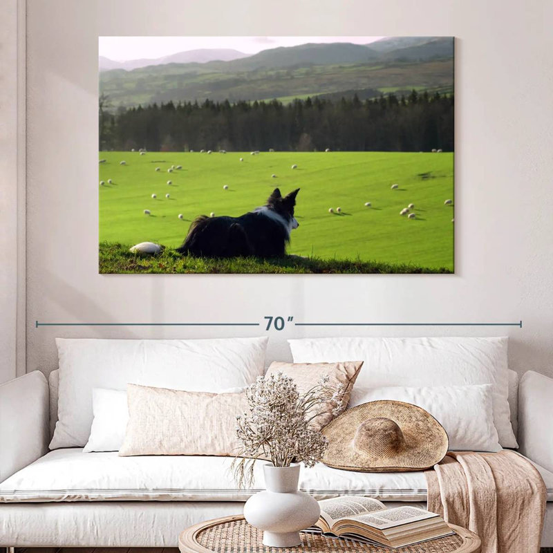 Brampt Dog Counting Sheep, 34" H x 51" W