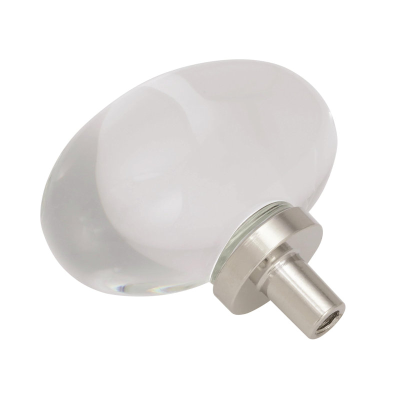 Poignée ovale 1 3/4 po Glacio, Cristal transparent / nickel poli