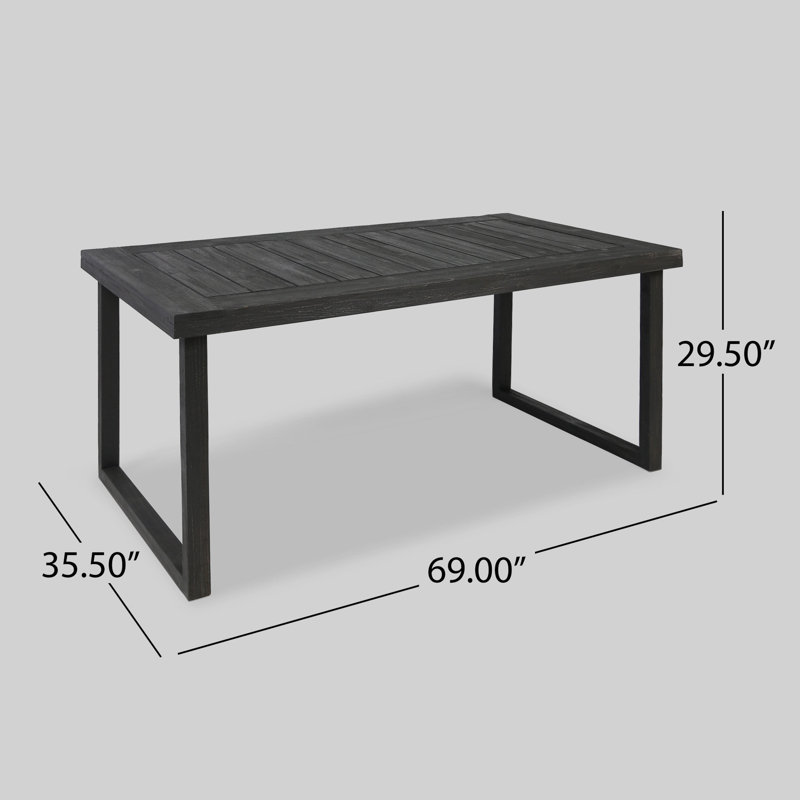 Ajanai 6 - Person Acacia Wicker Patio Dining Set with Rectangular Table