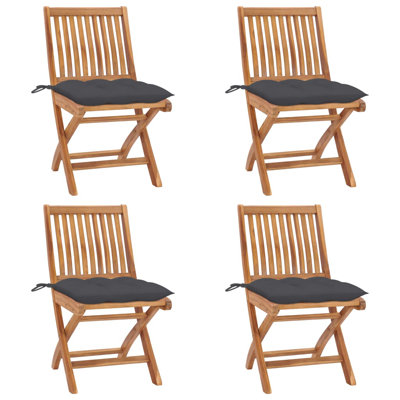 Ensemble de 4 chaises de jardin d'extérieur anthracite