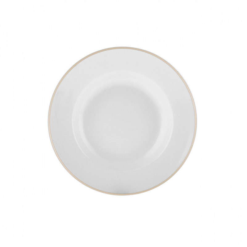 Karaca Rebeca 24-Piece New Generation Bone China Dinner Set for 6 People, White Gold
