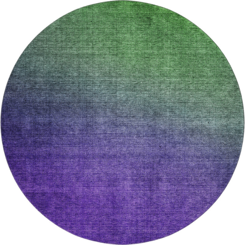Premium Machine Washable Cerrito AMF587 Green Rug, Round 8'