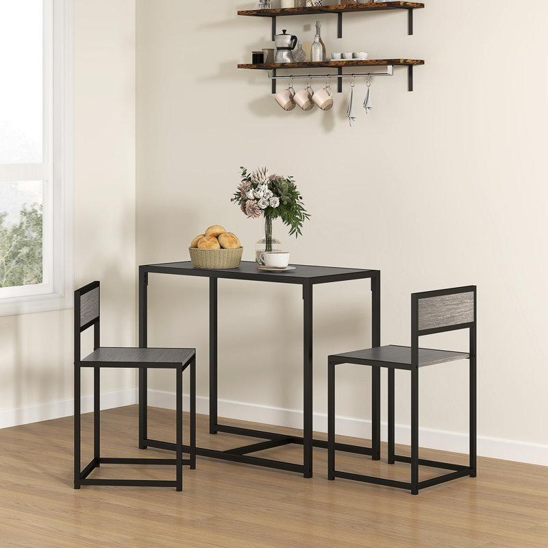 Helotes 2 - Person Dining Set, Grey Wood-Effect, Grey