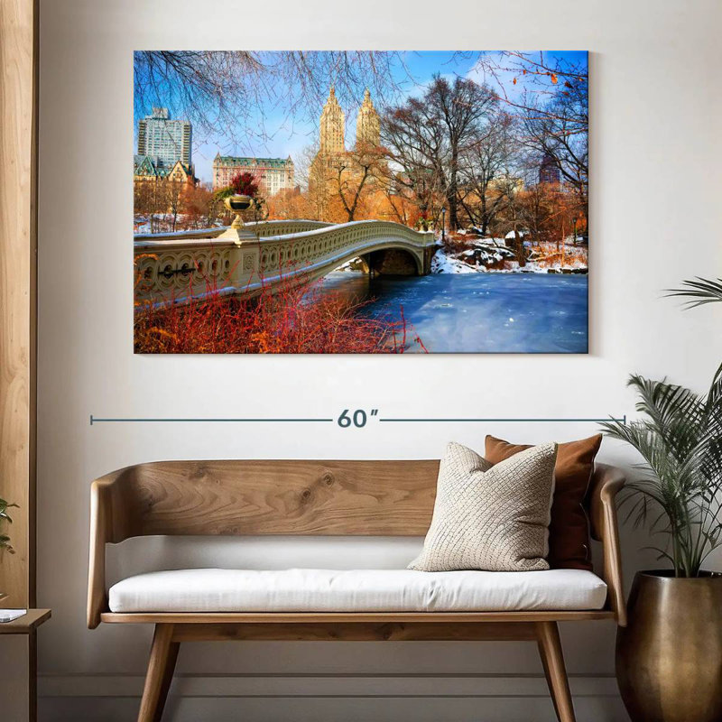 Rorry Frozen Central Park Bow Bridge NYC, 34" H x 51" W