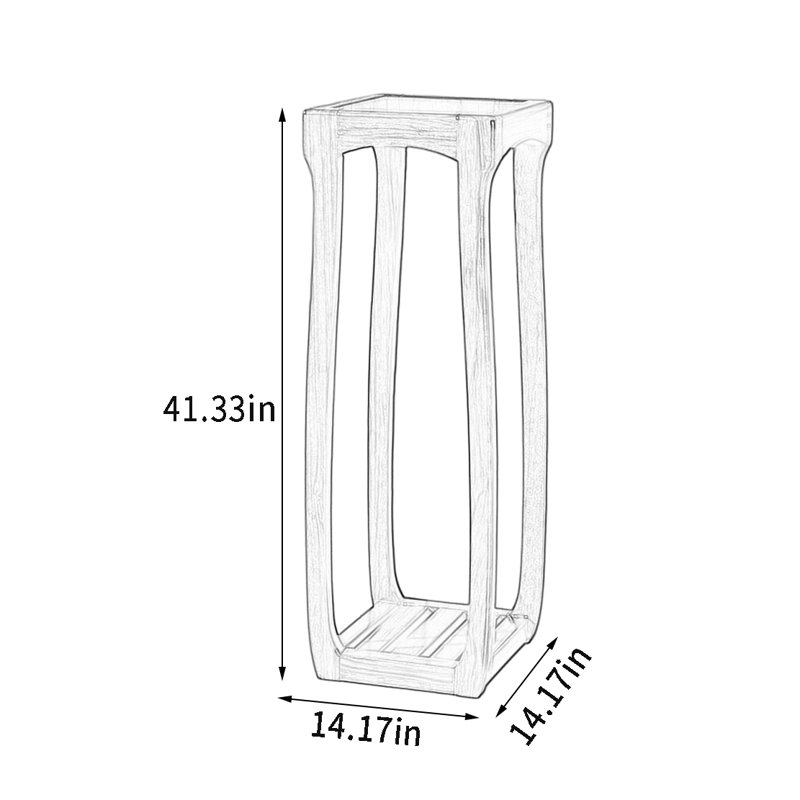 Support pour plante en bois massif double couche naturel