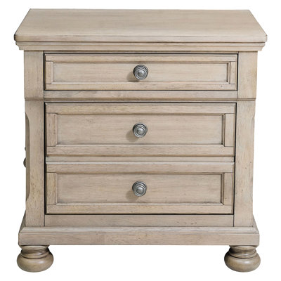 Table de chevet grise avec placage de bouleau, 2 tiroirs, plateau à bijoux doublé de feutre, aucun assemblage requis