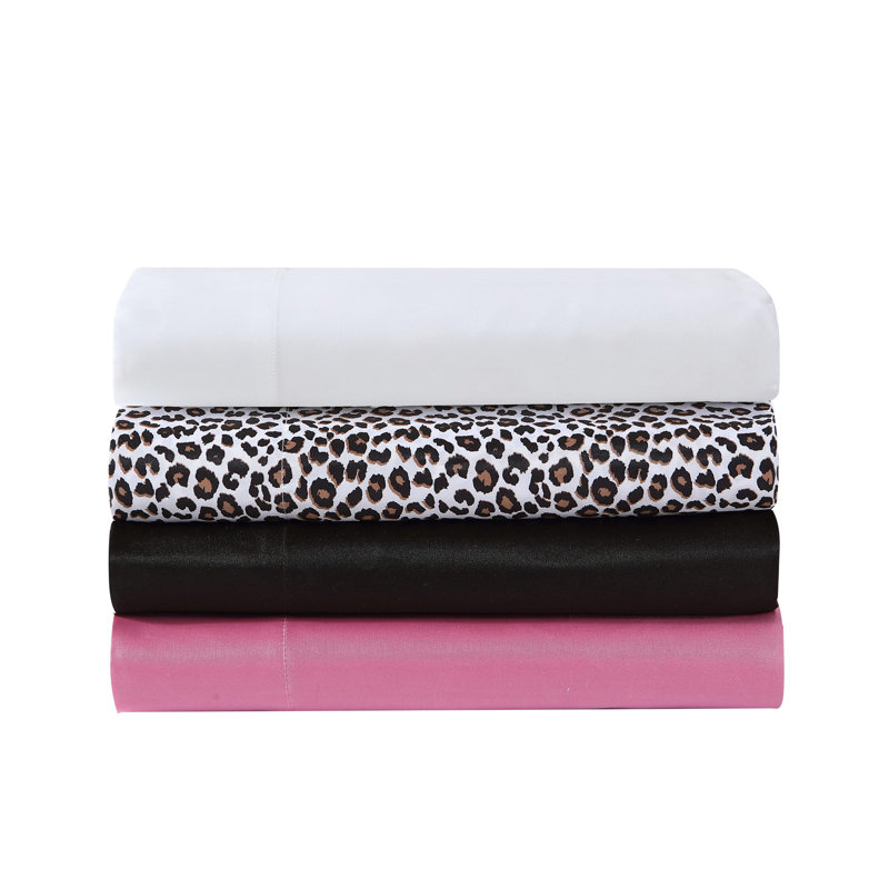 Betsey Johnson Soft Satin Sheet Sets, Twin Sheet Set with 1 Pillowcase, Pink Cherry