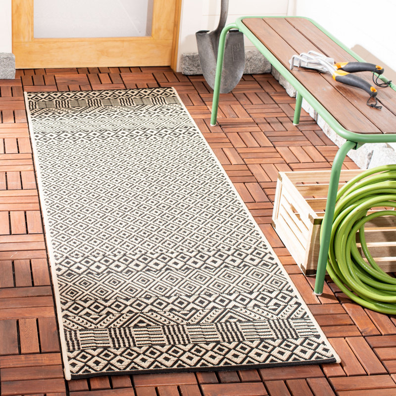 Tapis intérieur / extérieur beige Arneshia, Tapis de couloir 2 pi 3 po x 18 pi