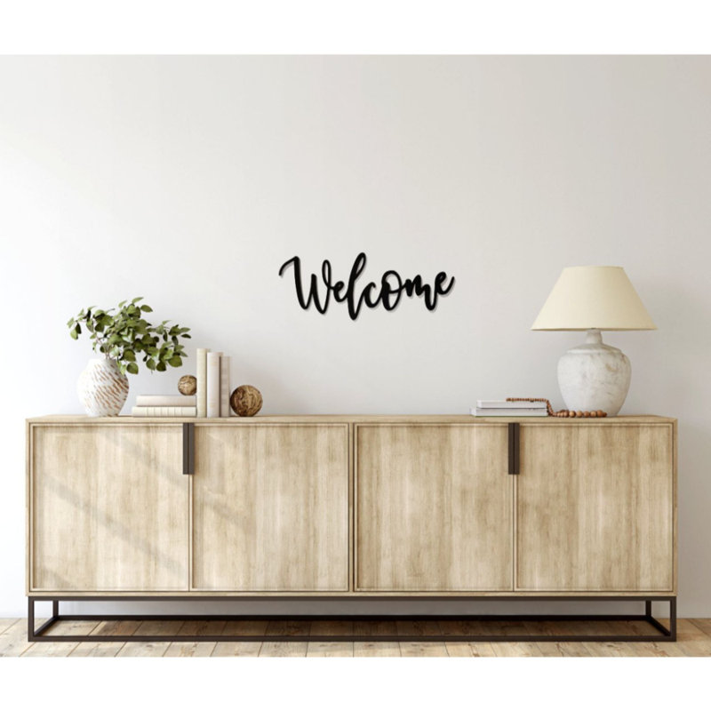 Art mural en métal Welcome Home, Noir