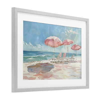Aquarelle pastel rose, reproduction encadrée sous verre, design par LSR Design Studio