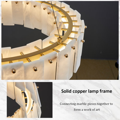 Lustre en onyx naturel de luxe en cuivre massif, luminaire suspendu minimaliste moderne pour le salon, la villa, le bar, la salle à manger et la chambre à coucher