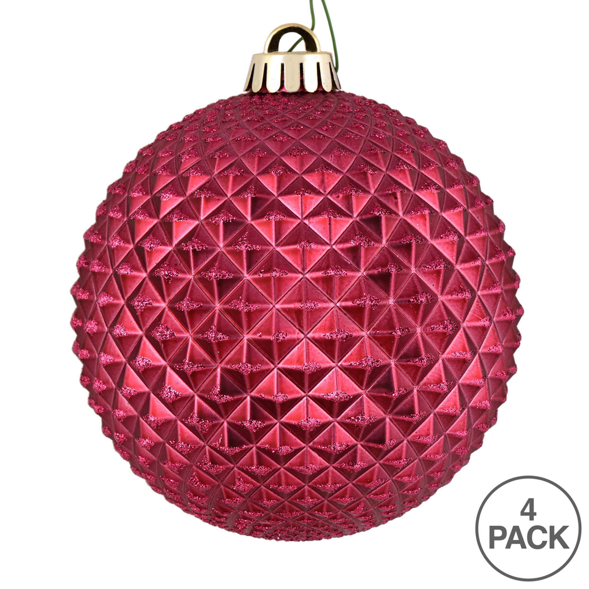 Durian Glitter Ball Ornament, Berry Red
