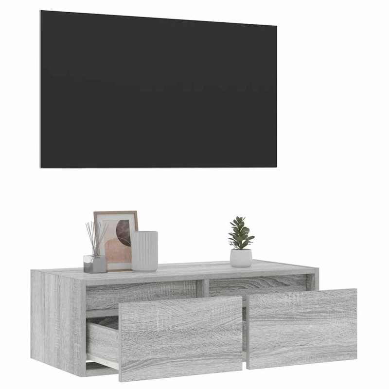 Exuma TV Stand, 25cm H x 75cm L x 35.5cm W, Grey Sonoma