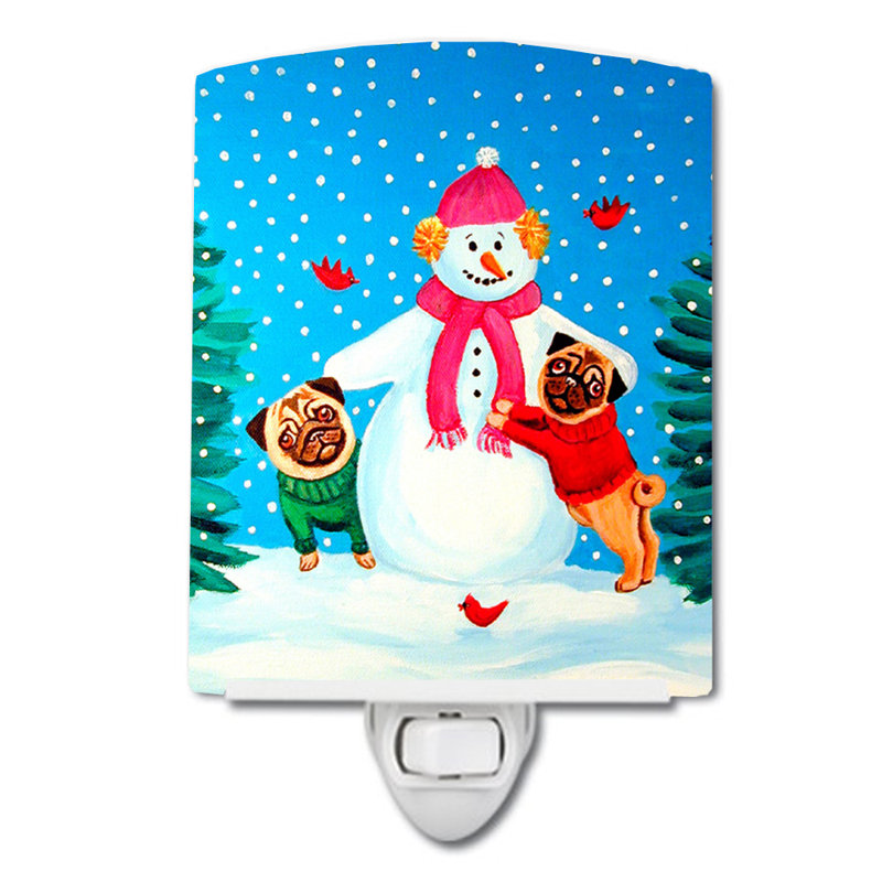 Snow with Pug Winter Snow Ceramic Night Light