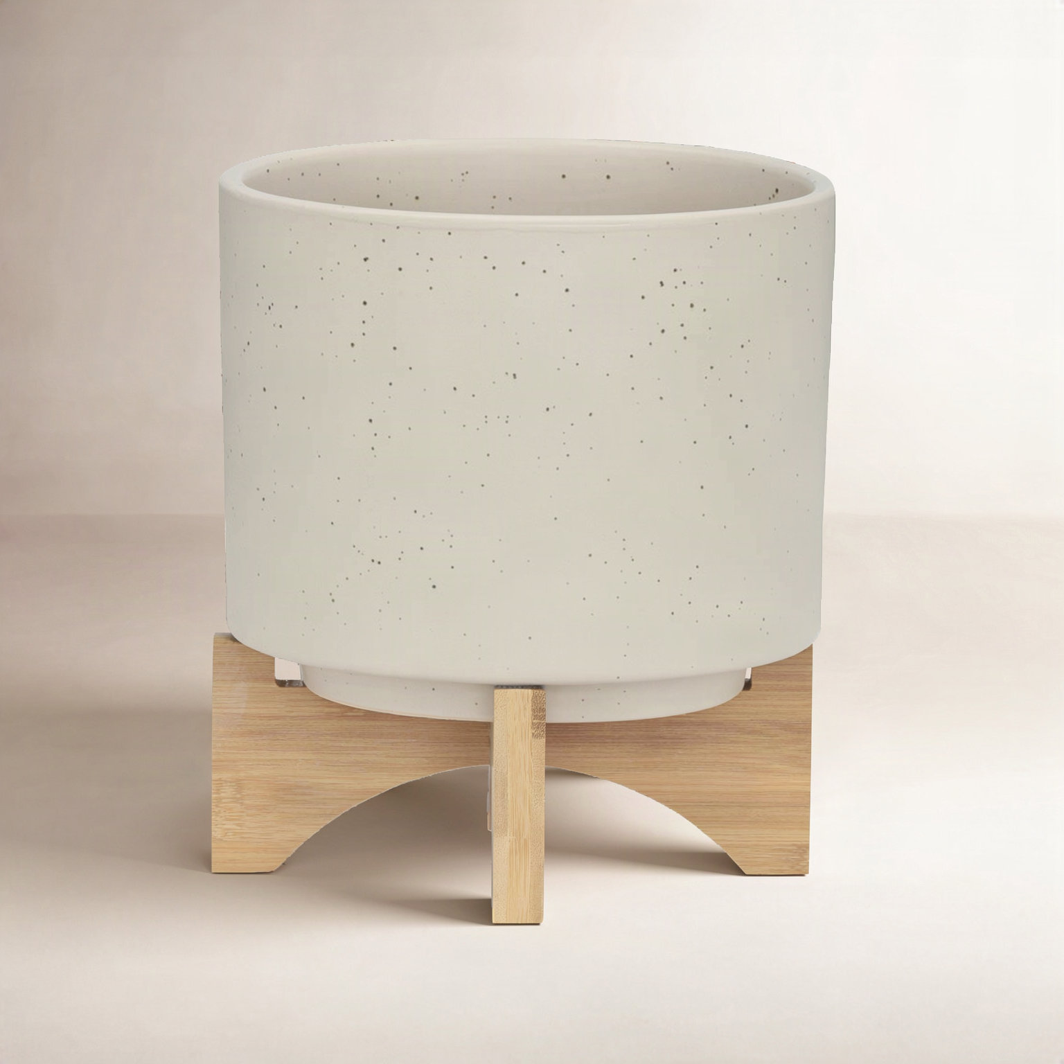 Ascend Ceramic Pot Planter, 9" H x 8" W x 8" D, Beige, 2