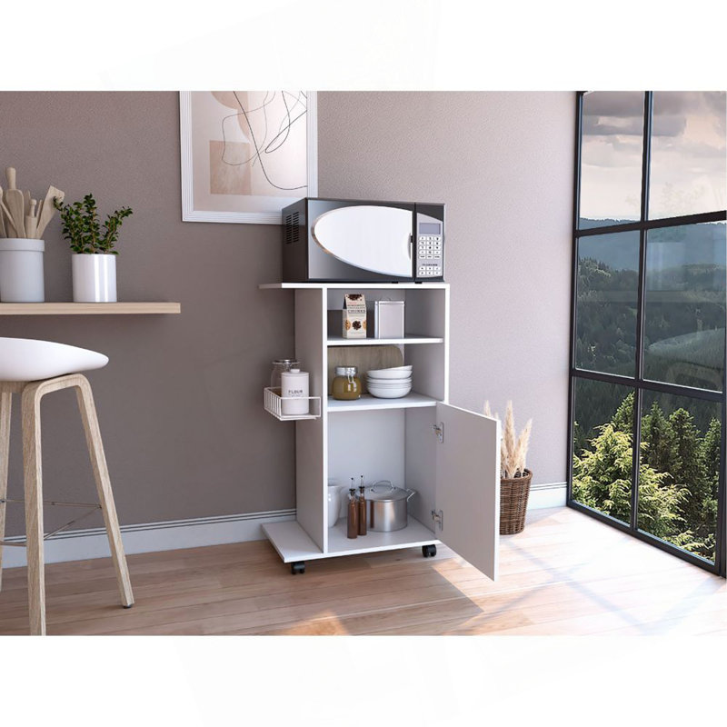 Chariot de cuisine Kryot, armoire à une porte, quatre roulettes