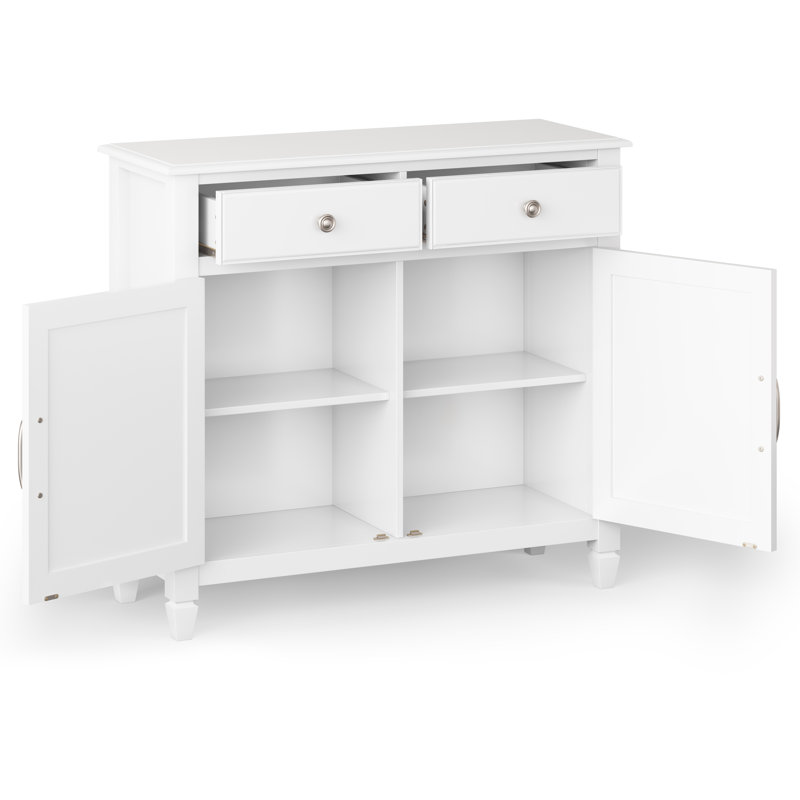 Connaught 40"W Solid Wood 2-Shelf Entryway Storage Cabinet with 2 Storage Drawers, White