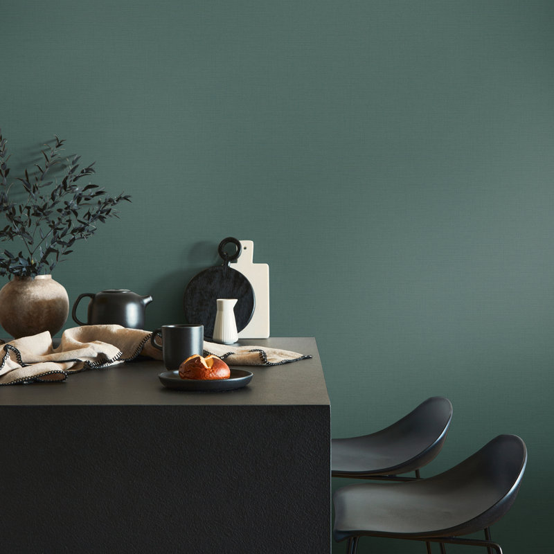Havana 2 Collection Plain Texture Wallpaper Roll, Emerald Green