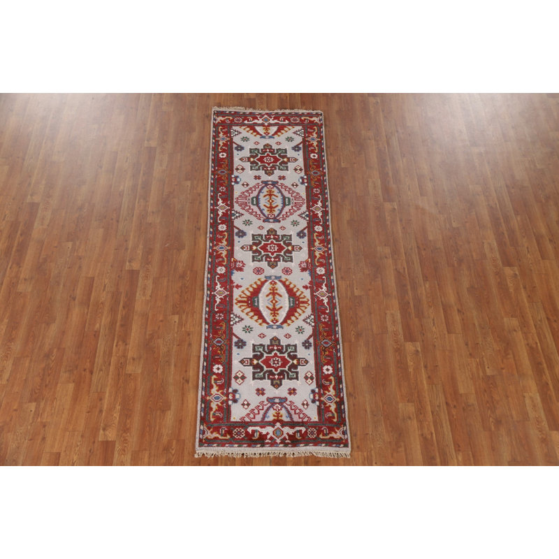 Tapis de couloir gris en laine 3x8