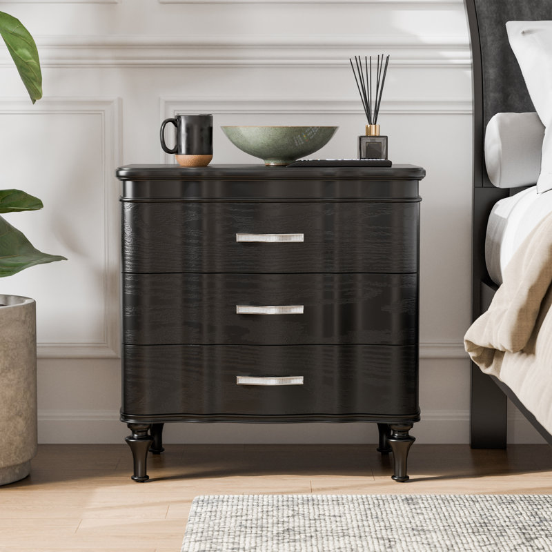 Seabliss 3-Drawer Nightstand, Black