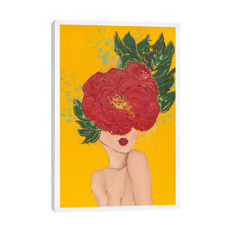 Lady Poppy by Piia Pievilainen - Painting on Canvas, 101.6 cm H x 66.04 cm W, White Framed