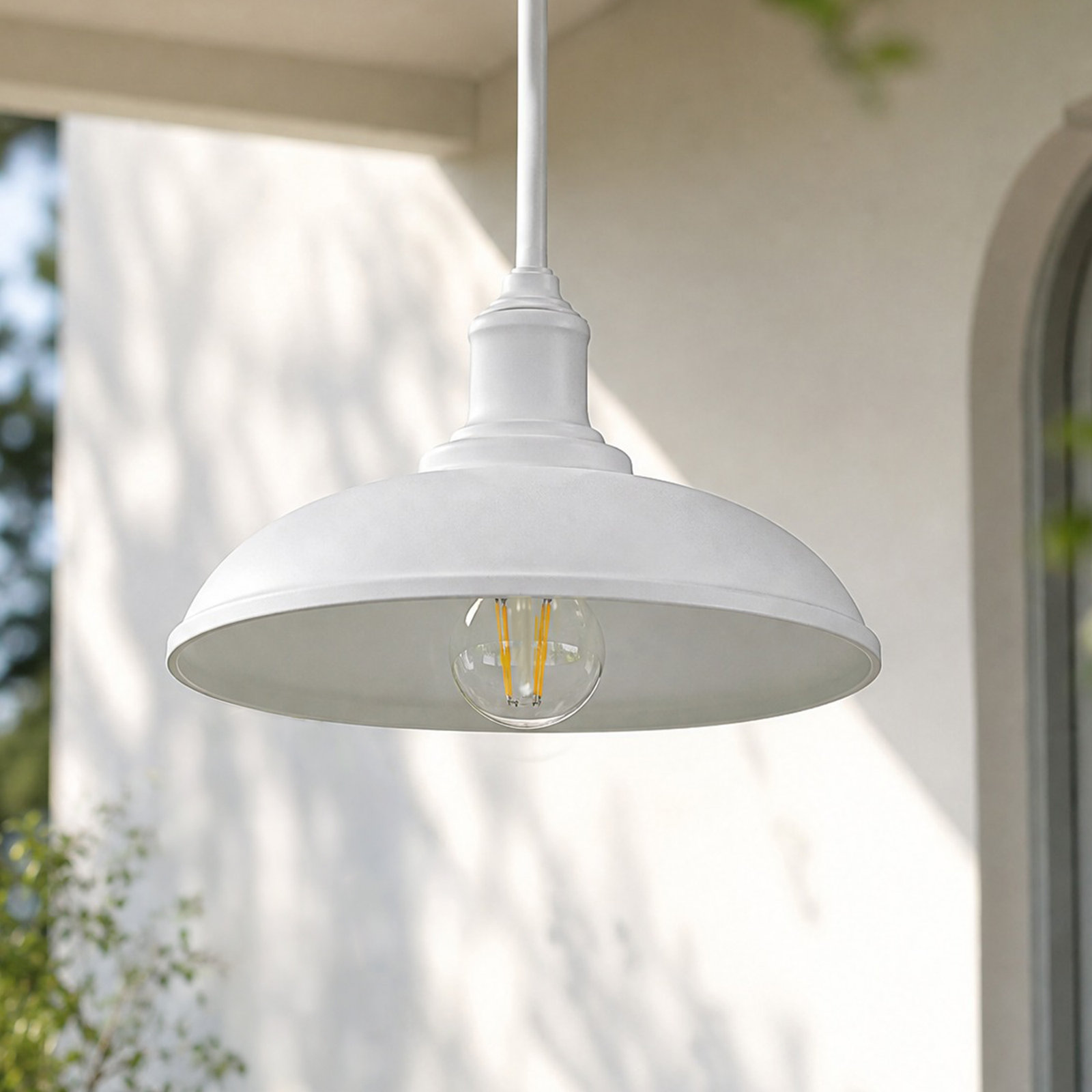 Florence Outdoor Hanging Light, White, White