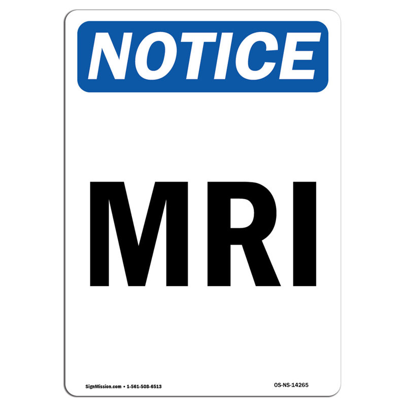 Plaque d'IRM en aluminium 18 x 24