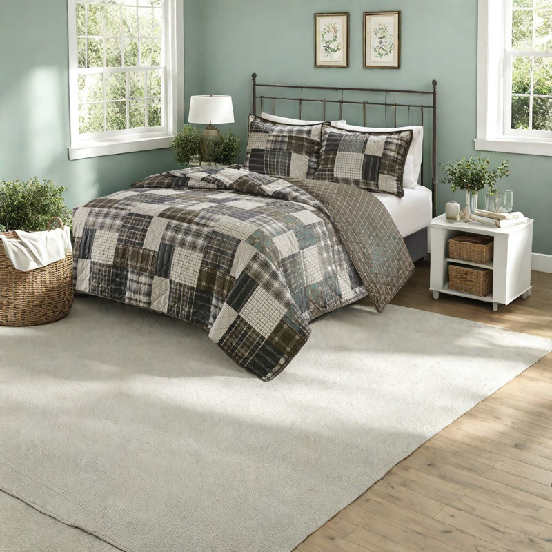 Ensemble de literie réversible rustique, confort en microfibre, style chalet