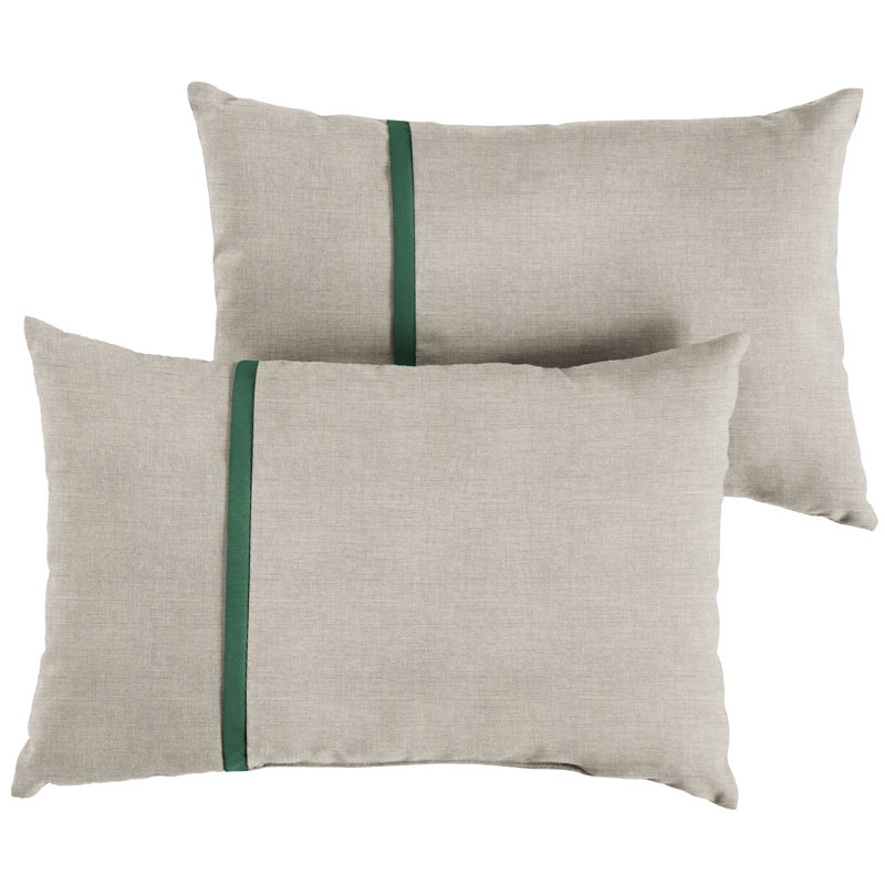 Quincy Striped Outdoor Reversible Throw Pillow, 12" x 24", Dark Green/Silver