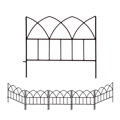 SCENDOR - Ensemble de 5 panneaux de clôture de jardin en fer pour lit de fleur de chien l 18 po x H 16 po antirouille