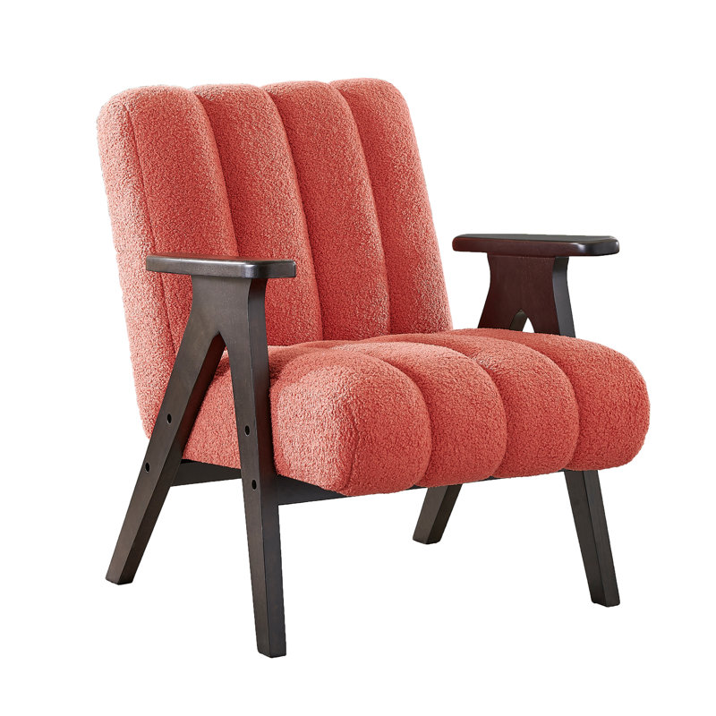 Chaise moderne corail avec structure en tissu d'ameublement pour l'assise, Corail