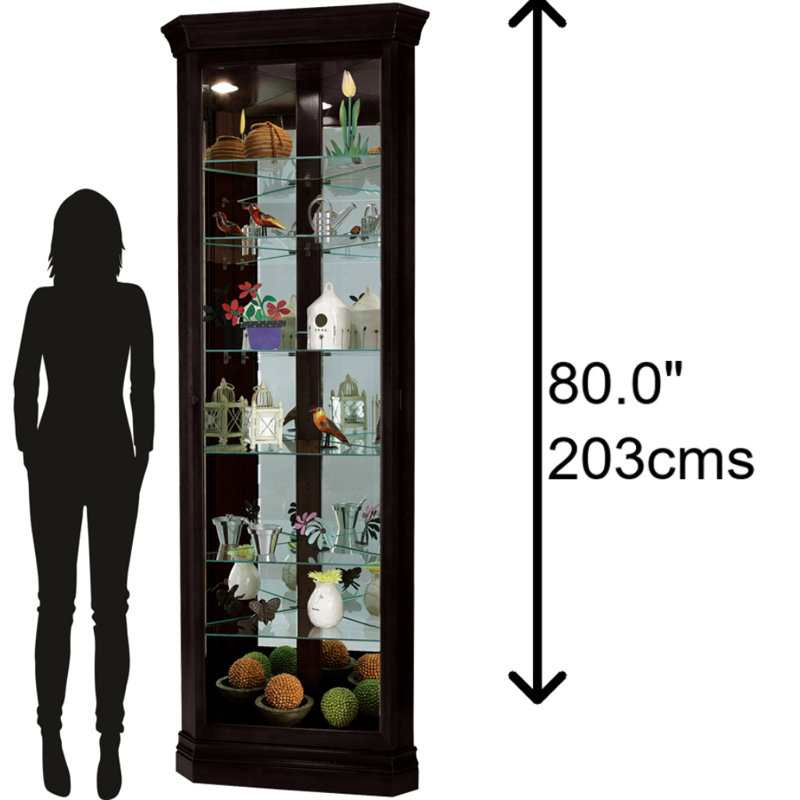 Duane Corner Curio Cabinet, Black Satin