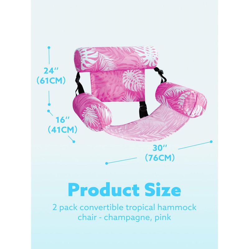 Inflatable Pool Floats Adult,2 Packs Floating Chairs, Champagne/Pink
