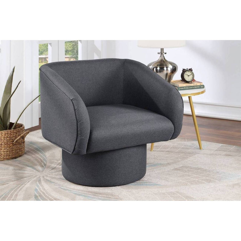 Fauteuil demi-tonneau pivotant de 28 po Adkisson, Tissu gris
