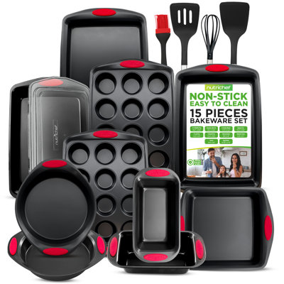 NutriChef 15 Piece Non-Stick Steel Bakeware Set