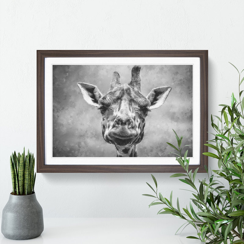 Wonderful Giraffe - Framed Print, 36cm H x 48cm W x 2cm D, Walnut Framed
