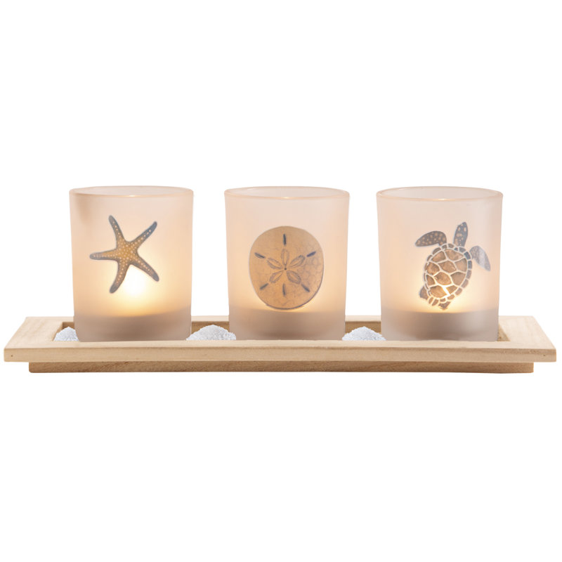 3.15'' H Wood Tabletop Votive Holder with Candle Included