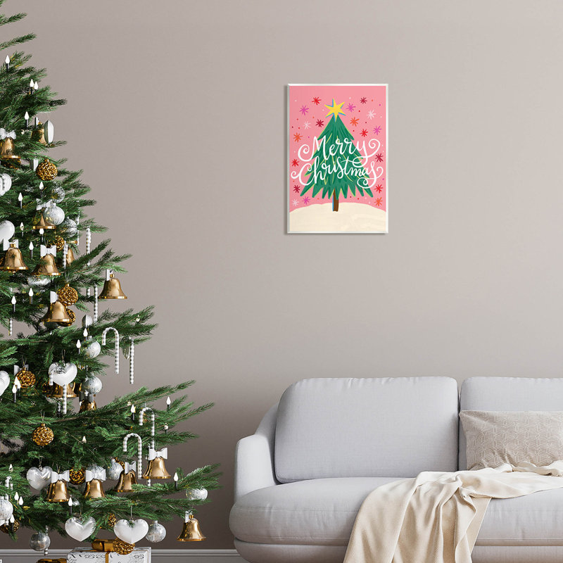 «Merry Christmas» rose par Deborah Curiel - impression sans cadre sur panneau de fibres à densité moyenne