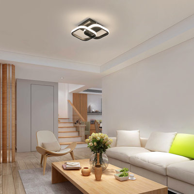 Modern 23cm Black Aluminium LED Flush Mount Ceiling Light