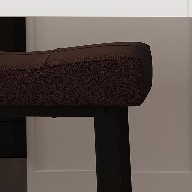 Bar Stool with Iron Frame, Brown/Black, 2
