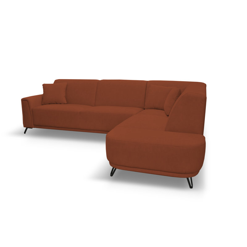 Vecellio 4 Seater Corner Sofa , Orange, Right facing