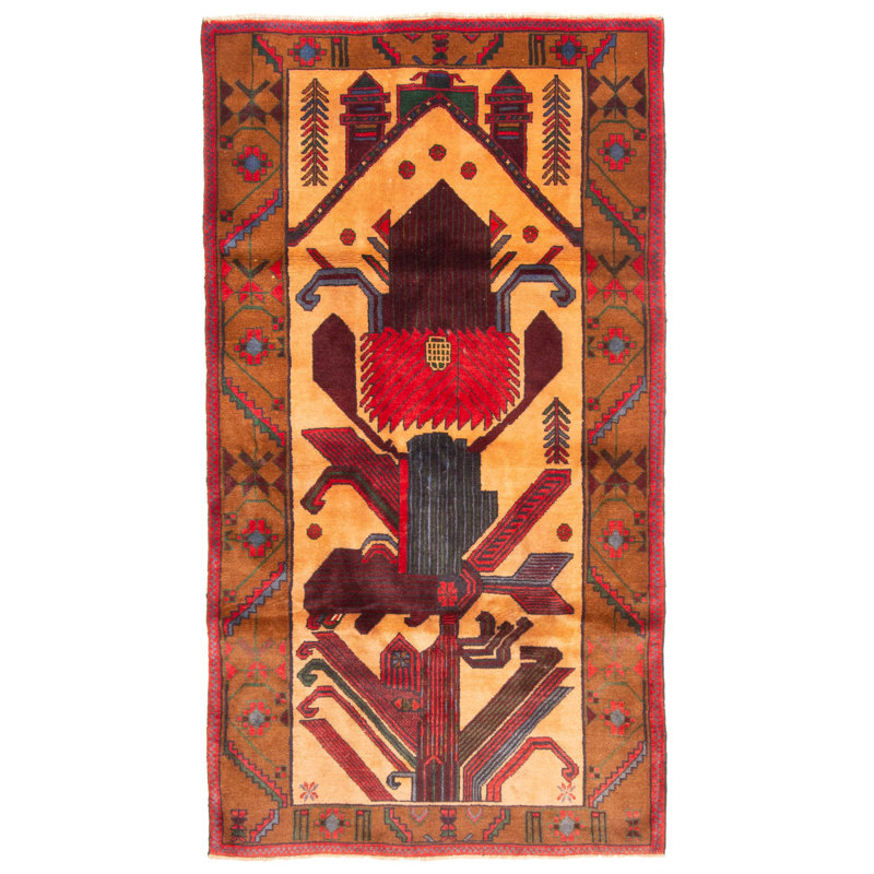 Tapis brun Teimani 3 pi 7 po x 6 pi 8 po